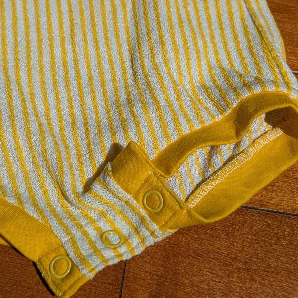 VTG Carter's Yellow White Stripe Baby Romper One Piece Terry Cloth 12M‎